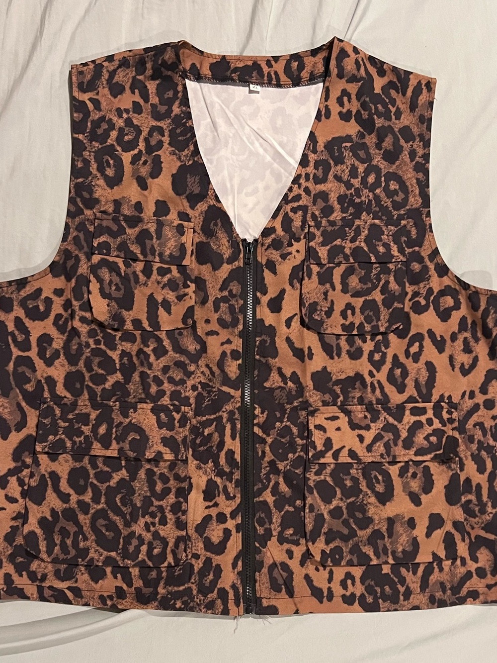 Leopard Print Cargo Vest